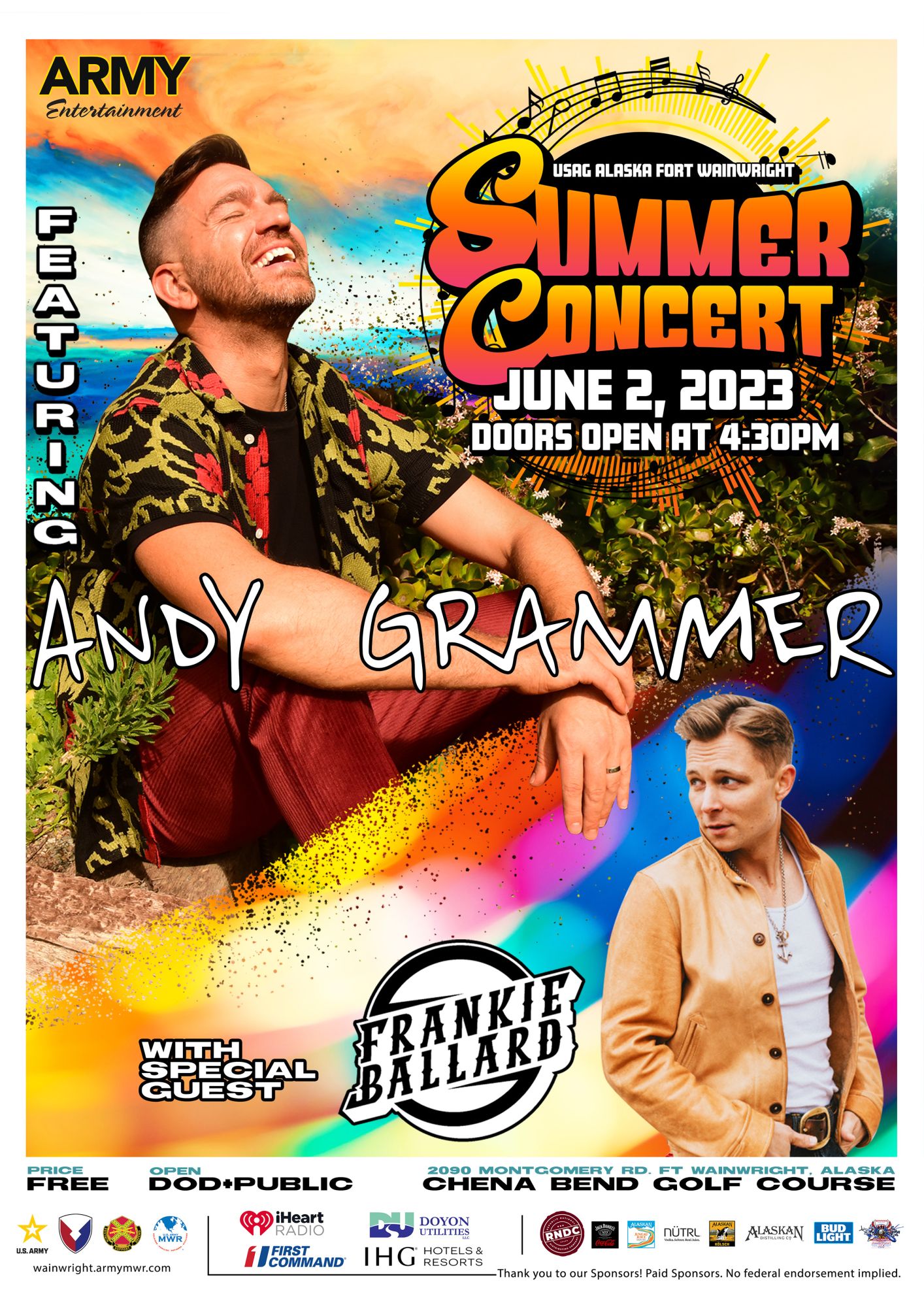 USAG Alaska Summer Concert 2023 Andy Grammer with Frankie Ballard